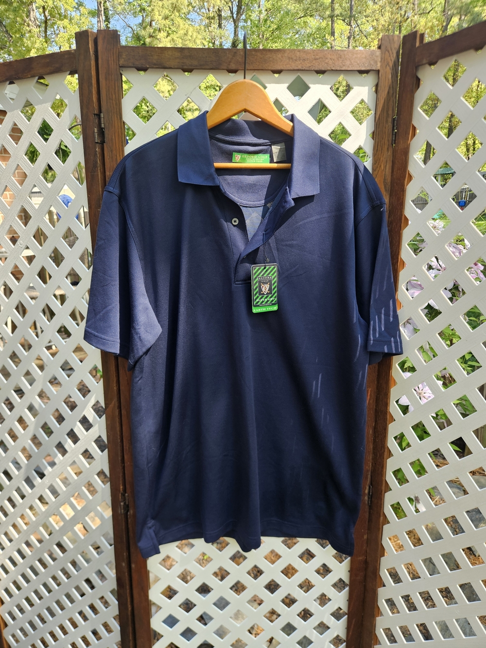 NWT Oxford Golf Mens Super Navy Blue Collared Golf Tee, Size Large